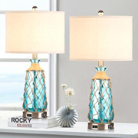 【平行輸入品】25.5" Coastal Glass Table Lamps Set of 2, 3...
