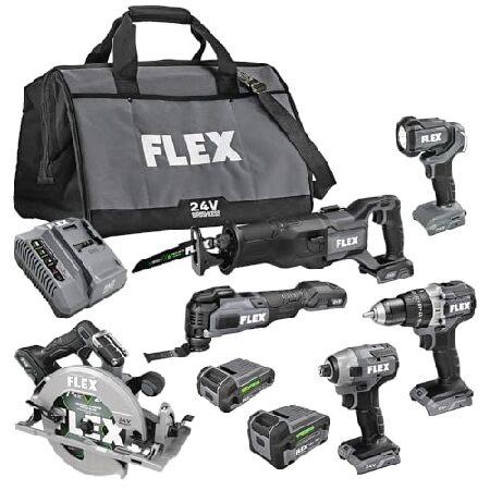 【平行輸入品】FLEX 24V Brushless Cordless 6-Tool Combo Ki...