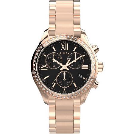 【平行輸入品】Timex レディースドレス38mmウォッチ ローズゴールド調ブレスレット ブラックダ...