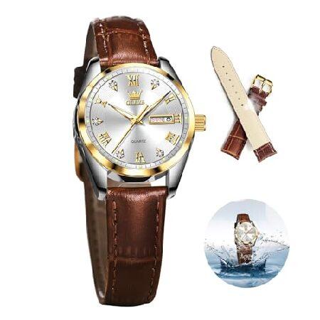 【平行輸入品】OLEVS Classic Leather Watches for Women, Bu...