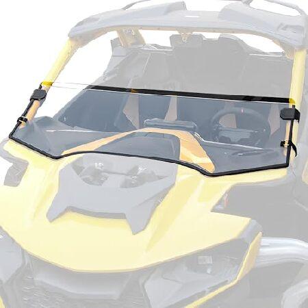 【平行輸入品】SAUTVS クリアフロントハーフフロントガラス Can-Am Maverick R用...