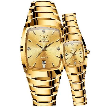 【平行輸入品】OLEVS Couple Watch Gold Men and Women His a...