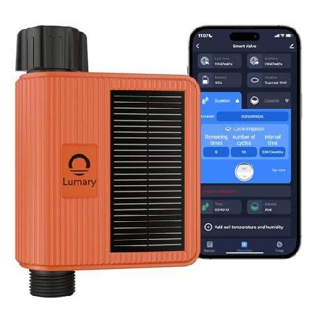 【平行輸入品】Lumary ソーラーWiFiスプリンクラータイマー、ガーデンホース用スマートウォータ...
