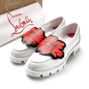 未使用 Christian Louboutin クリスチャンルブタン ローファー サイズ38 1/2 BUTTON FLOWER MOC LUG プラットフォーム 厚底
