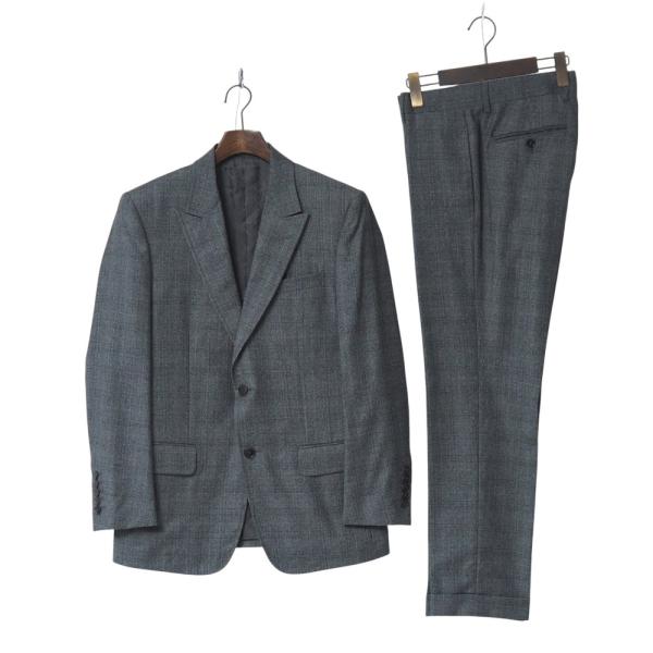 美品 GUCCI グッチ スーツ サイズ7-46 R チェック ブレザー テーラード シングル ジャ...