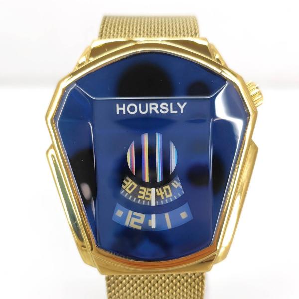 05w17663 HOURSLY  ゴールド  メンズ  クオーツ  ブルー文字盤 腕時計  中古品...