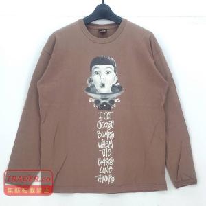 05w21552 ステューシー STUSSY キッズプリントロングTシャツ ブラウン サイズM メキシコ製 メンズ 長袖Ｔシャツ 中古品 【館林店】
