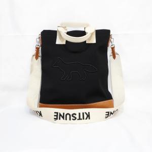 MAISON KITSUNE CONTOUR FOX TOTE 2WAY トートバッグ ブラック メゾンキツネ 7872976263 H4-44｜tradestyle-shop