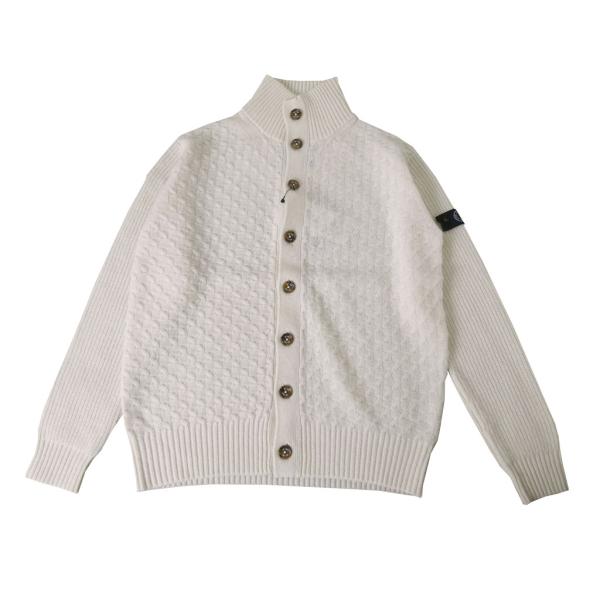 G-stage ケーブルハイネック ボタンカーディガン ニット イタリア糸 オフホワイト 5001　...