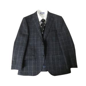 秋冬 ハリスツイード ジャケット ブルー系ヘリンボーン 2つ