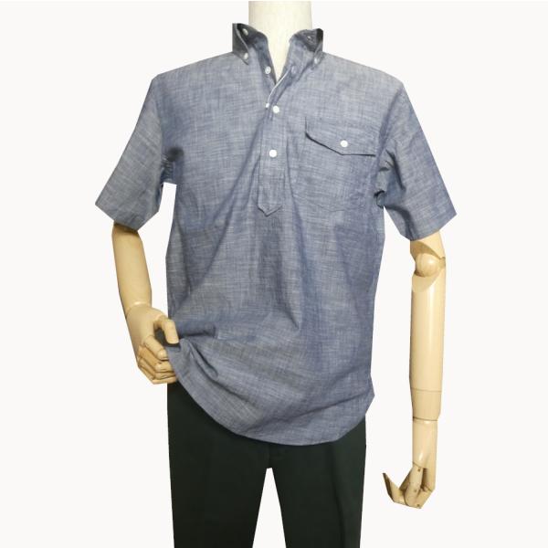 J.PRESS(ジェイプレス)  アメリカン コットン ダンガリー プルオーバー 半袖シャツ 707...