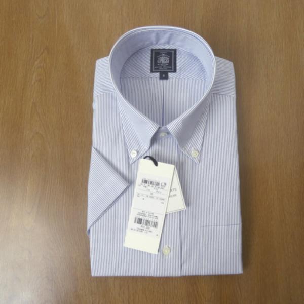 J.PRESS ボタンダウンシャツ メンズ半袖ワイシャツ ブルー ピンストライプ 1175