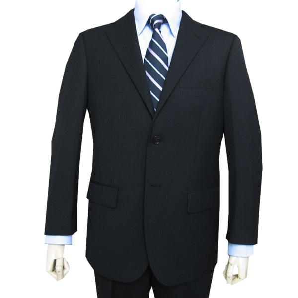 シングルスーツ メンズ BB8サイズ 秋冬春 2つボタン ブラック シャドーストライプ 0603 D...