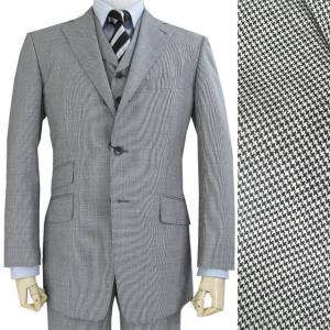 3ピーススーツ メンズ 春夏秋 ウインドペンチェック 紺 ネイビー AB4