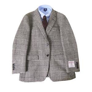 秋冬 ハリスツイード ジャケット グレンチェック 2つボタン メンズ