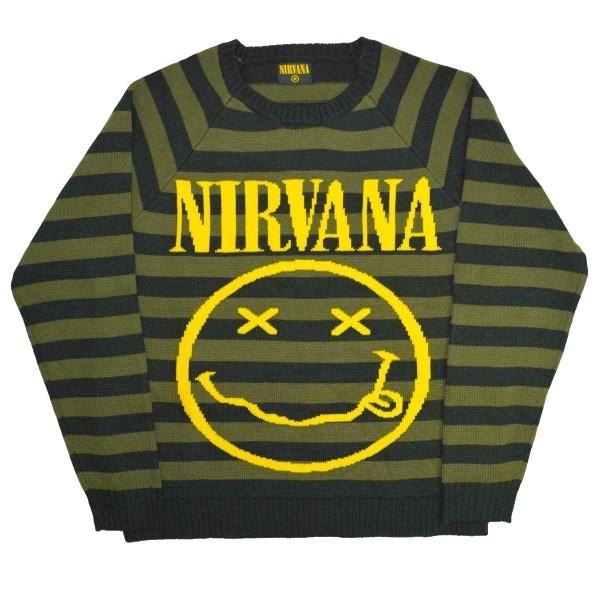 NIRVANA Striped Smiley セーター