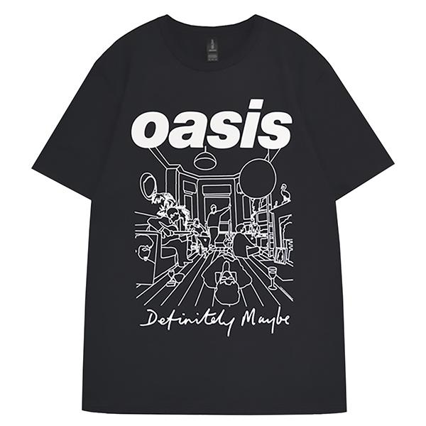 OASIS オアシス Definitely Maybe Line Drawing Tシャツ BLAC...