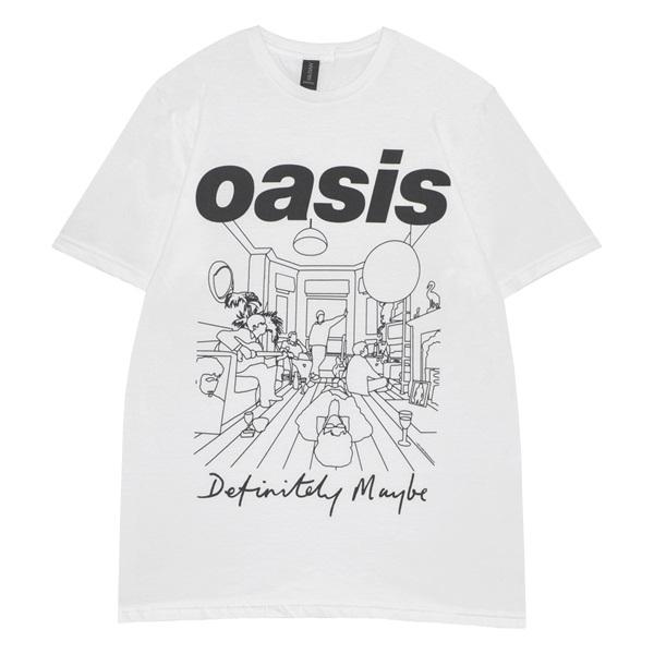 OASIS オアシス Definitely Maybe Line Drawing Tシャツ WHIT...
