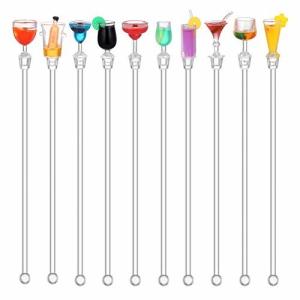 NUOLUX ロングマドラー 飲物カクテル ミキサー コーヒー DIY 攪拌棒 カラフル 10個セット 23CM ランダムカラー