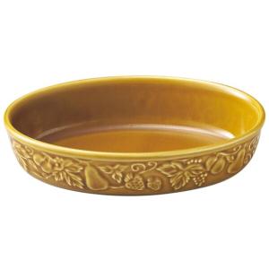 萬古焼 電子レンジ オーブン対応 レリーフ グラタン皿 オリーブ 日本製 14339