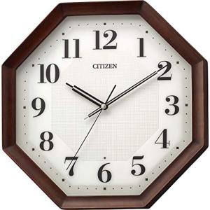 リズム 掛け時計 電波時計 シチズン 32x32x5.4cm 静か 連続秒針 木枠 家具調 石膏ボード対応 茶色半艶 8MY555-