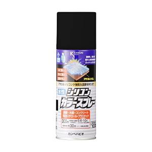 カンペハピオ スプレー 塗料 水性 つやあり 高耐久 微臭 多用途 水性シリコンカラースプレー ブラック 300ML 日