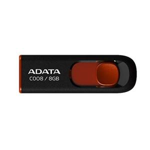 ADATA USBメモリ 8GB USB2.0 スライド式 ブラック AC008-8G-RKD
