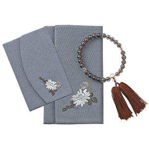 岸田産業 念珠 念珠袋 慶弔ふくさ 3点セット 男性用 リバーシブル 赤 グレー 数珠 京念珠 408-503