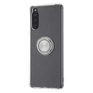 イングレム Xperia 10 II SO-41A TPUソフトケース 360度回転 落下防止リング付 シルバー