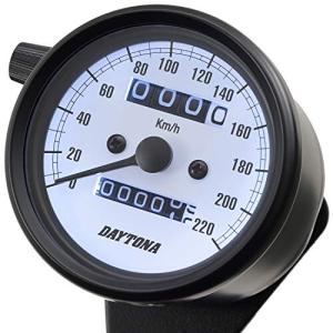 デイトナ バイク用 機械式 スピードメーター ブラックボディ/ホワイトパネル/ホワイトLED 60 220km/h表示 15625