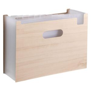 セキセイ ドキュメントスタンド A4 ヨコ WOODS STYLE 12仕切り13ポケット ナチュラルブラウン WDS-8700-5