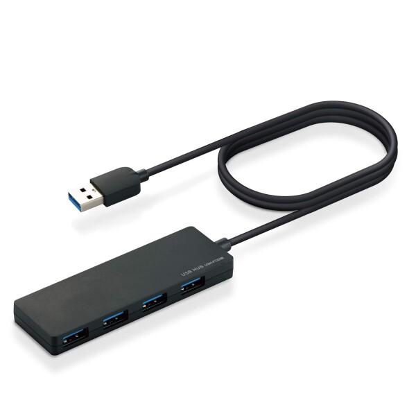 エレコム USBハブ U3H-FC03BBK  USB3.0 Aポート×4 ケーブル0.6m ブラッ...