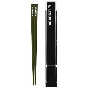 小森樹脂 箸 レスボックス ロゴ 箸箱セット カーキ M 19.5cm カタカタならないストッパー付き 日本製