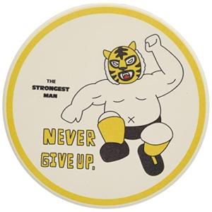 サンアート おもしろ食器 STRONGEST マスクマン 吸水コースター NEVER GIVE UP 黄 SAN3610-2 9cm