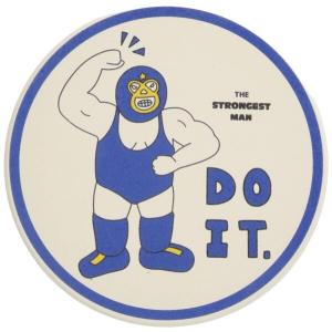 サンアート おもしろ食器 STRONGEST マスクマン 吸水コースター DO IT 青 SAN3610-1 9cm