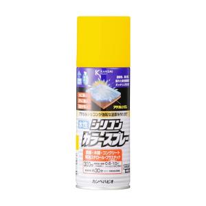 カンペハピオ スプレー 塗料 水性 つやあり 高耐久 微臭 多用途 水性シリコンカラースプレー イエロー 300ML 日