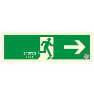 エルティーアイ 防災対策 消防認定品 中輝度蓄光式誘導標識 TSNシリーズ 120mm×360mm 非常口 TSN801