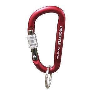 プロスタイルツール アルミカラビナ ロック式 レッド×ガンメタ 50×25 5 PAC-854
