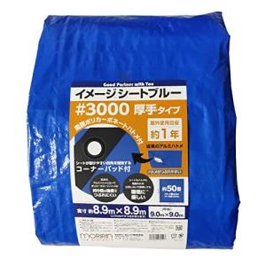 ブルーシート イメージシートブルー #3000 厚手 9.0×9.0m ポリカーボネートハトメ 使用目安約1年 1枚