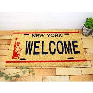 秋月貿易 屋外用ドアマット New York Welcome W70×D40×H1.4cm Coir Doormat レクト CR-7443