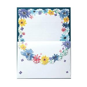 包む レターセット クルールクレール ブルーミングガーデン ブルー 0-077-4