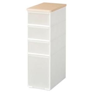 ライクイット  キッチン収納 耐熱木天板 ストッカー ワイド 幅27.2x奥46.5x高81.8cm ホワイト 日本製 MS-103W