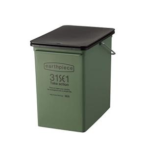 ライクイット フタ付きゴミ箱 スタッキング アースピース 縦型 プッシュ ダスト 浅型 カーキ 17L 日本製