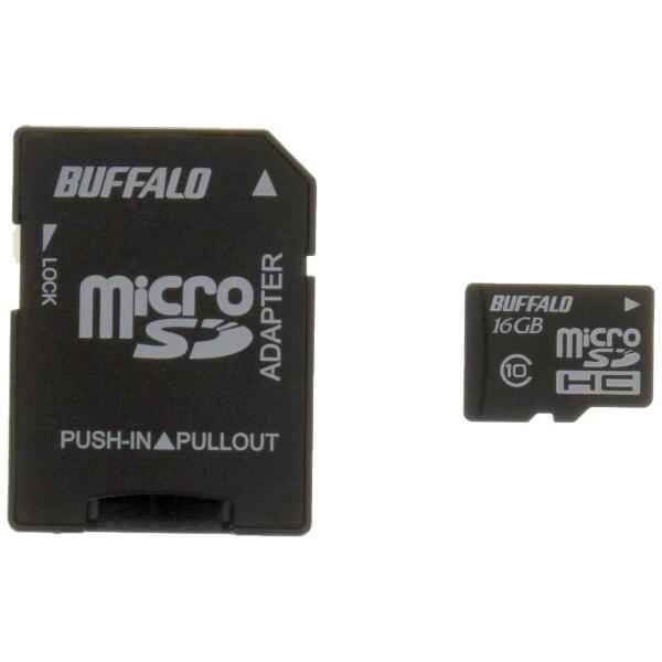 バッファロー BUFFALO Class10 microSDHCカード SD変換アダプター 16GB...