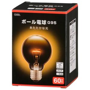 オーム電機 白熱電球 ボール電球形 白熱球 E26 60W形 G95 調光機能対応 フィラメント エジソン電球 クリア LB-G9657