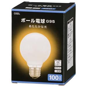 オーム電機 白熱電球 ボール電球形 白熱球 E26 100W形 G95 調光機能対応 フィラメント エジソン電球 ホワイト LB-G
