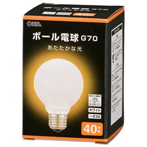 オーム電機 白熱電球 ボール電球形 白熱球 E26 40W形 G70 調光機能対応 フィラメント エジソン電球 ホワイト LB-G7