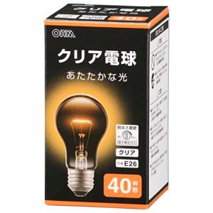 オーム電機 白熱球 白熱電球 フィラメント電球 エジソン電球 調光器対応 E26 40W形 クリア LB-D5640CN 06-4733 OHM