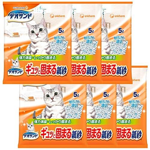 デオサンド 猫用 サンド ギュッと固まる 紙砂 30L(5L×6) おしっこ ペット用品 ユニチャー...