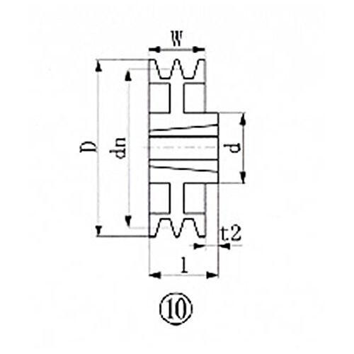 EVN ブッシングプーリー SPA 236mm 溝数2 SPA236-2